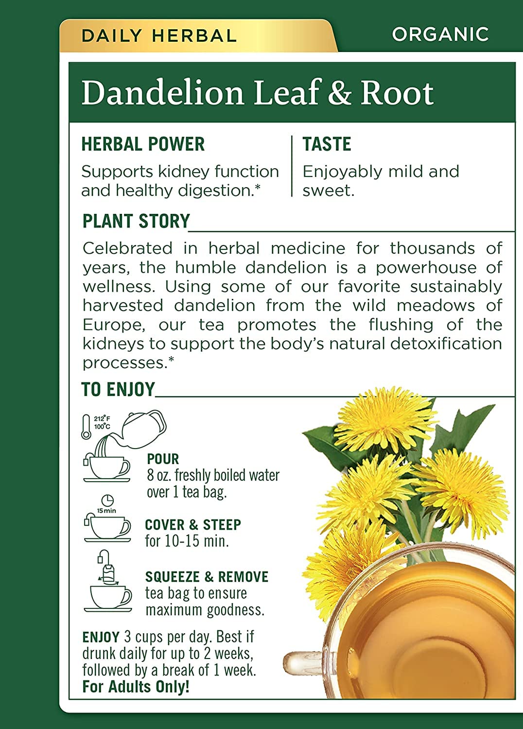 Traditional Medicinals Dandelion Tea two-box pack for easy daily ritual.
