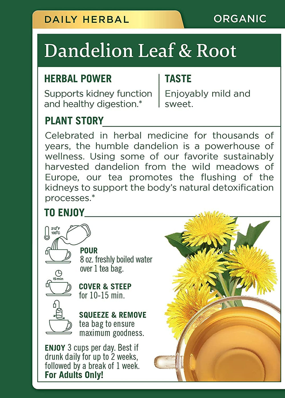 Traditional Medicinals Dandelion Tea two-box pack for easy daily ritual.