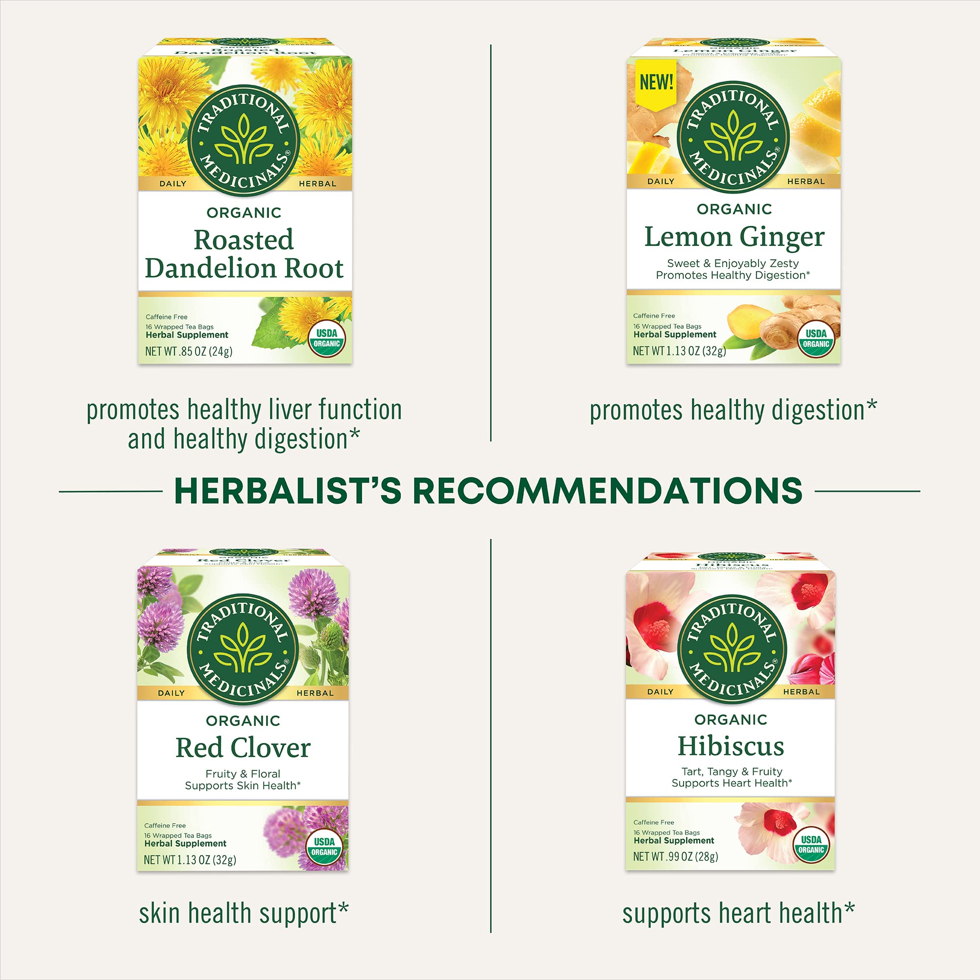 Organic Detox seal on Traditional Medicinals packaging.