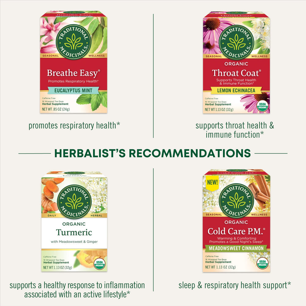 Brewed tea steam rising from Traditional Medicinals echinacea plus elderberry.