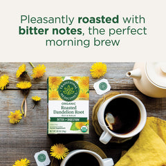 Traditional Medicinals dandelion roots harvested from meadows for quality flavor.