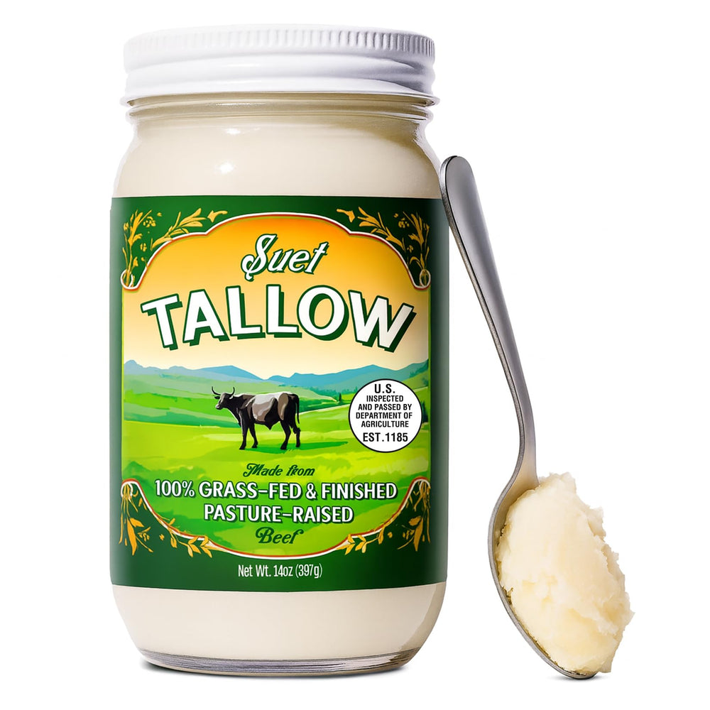 Traditional Nutrients Pasture Raised Beef Tallow jar for versatile cooking and rich flavor.