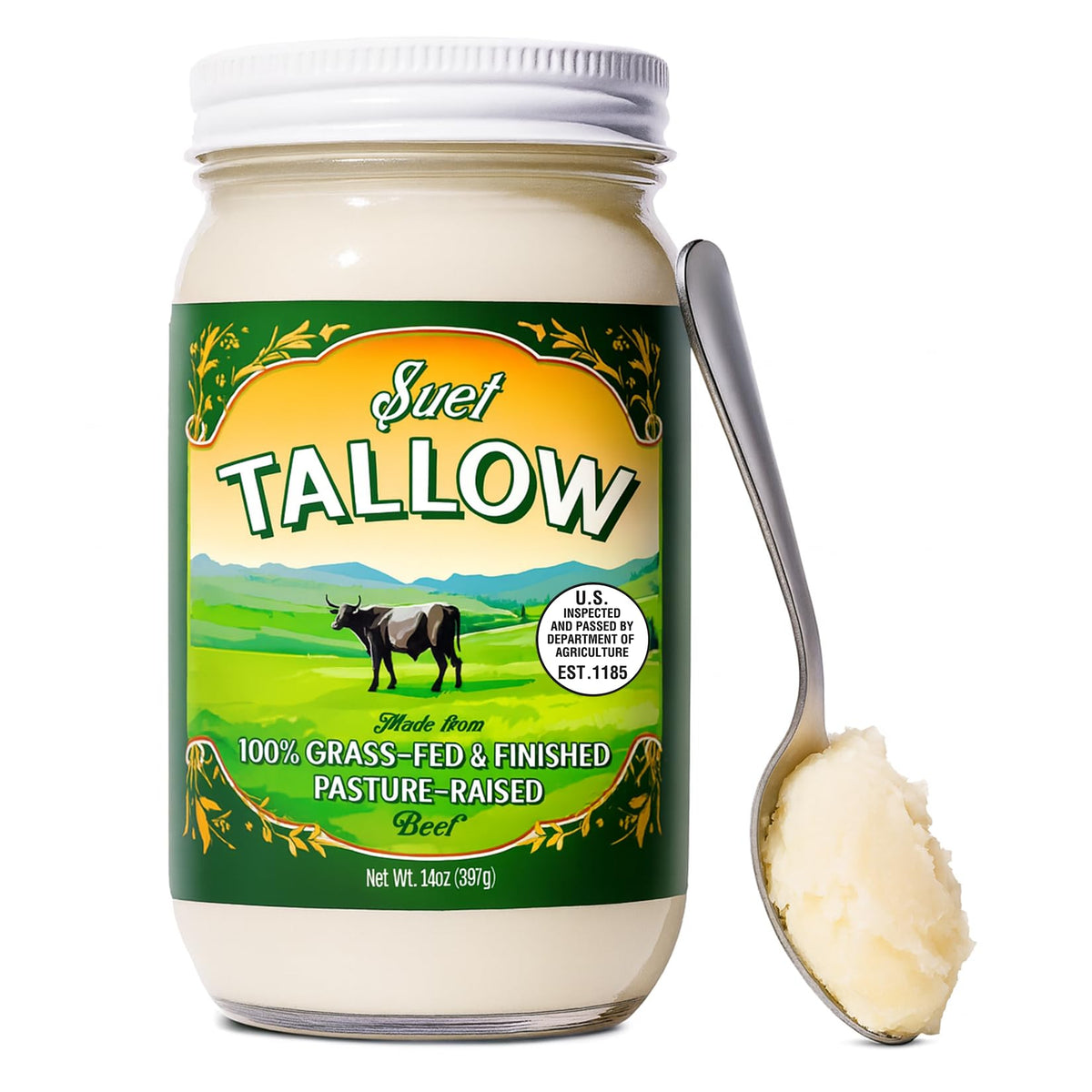 Traditional Nutrients Pasture Raised Beef Tallow jar for versatile cooking and rich flavor.