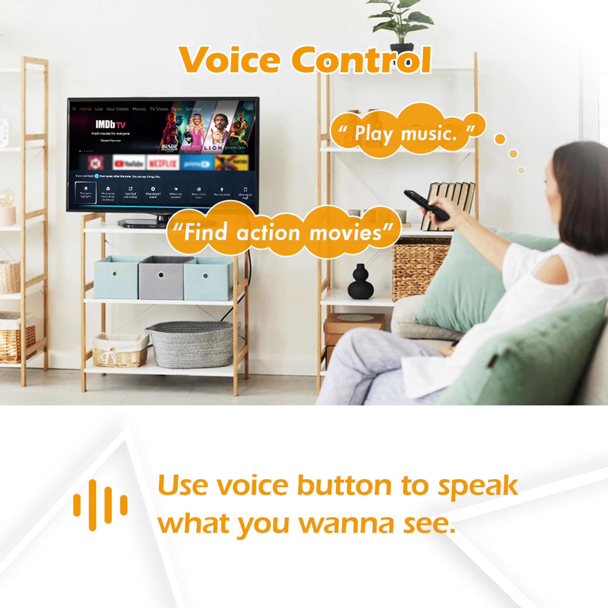 Trado replacement remote for Fire TV Cube 3rd Gen, front view, one-touch app access.