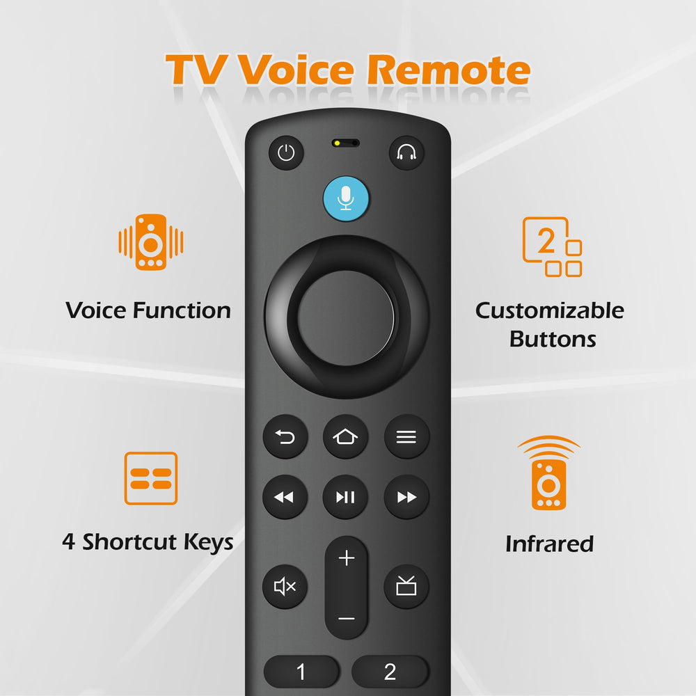 Trado remote for Fire TV Stick 4K Lite, front view with tactile controls.