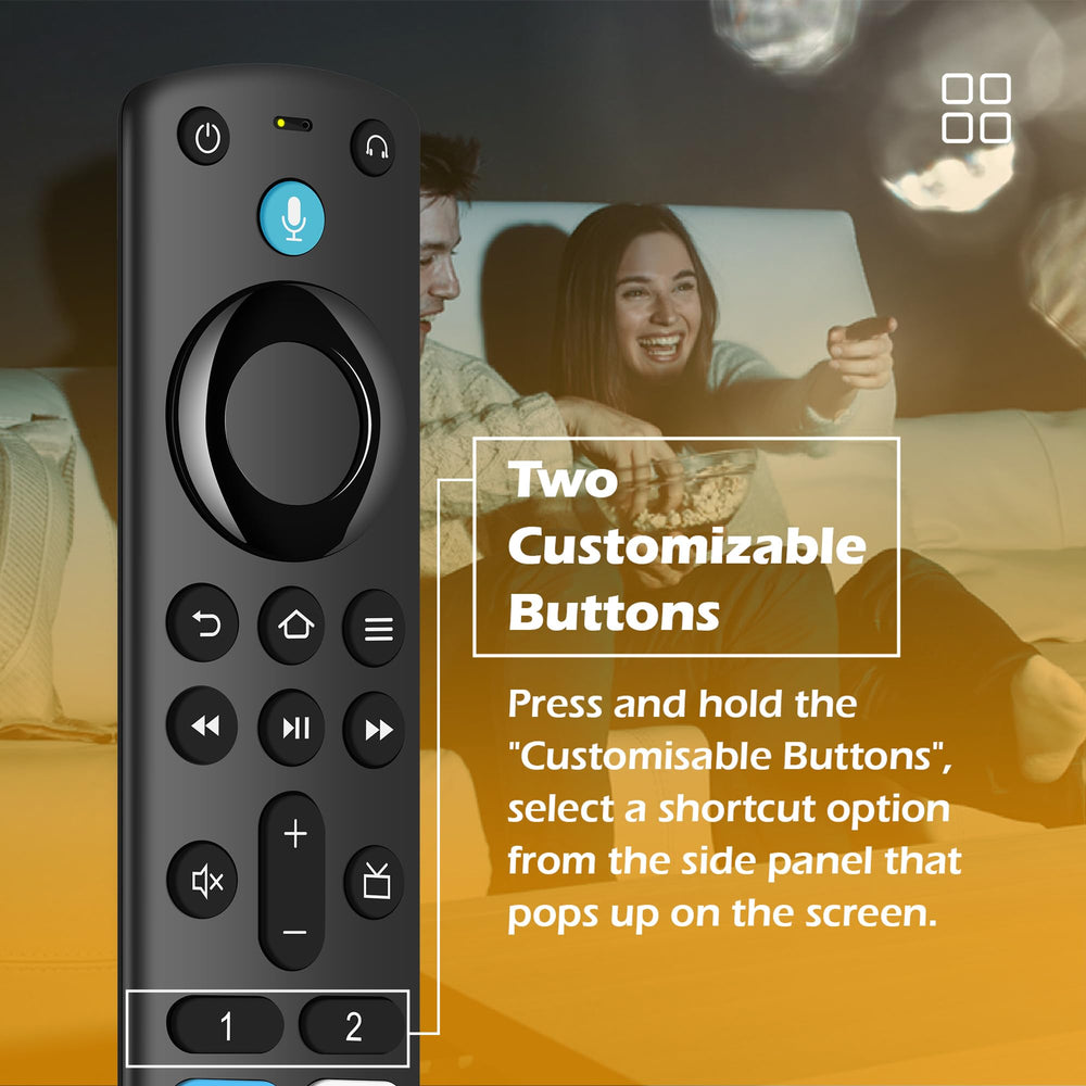 Trado remote for Fire TV Stick 4K Max 2nd Gen, front view, voice search ready.