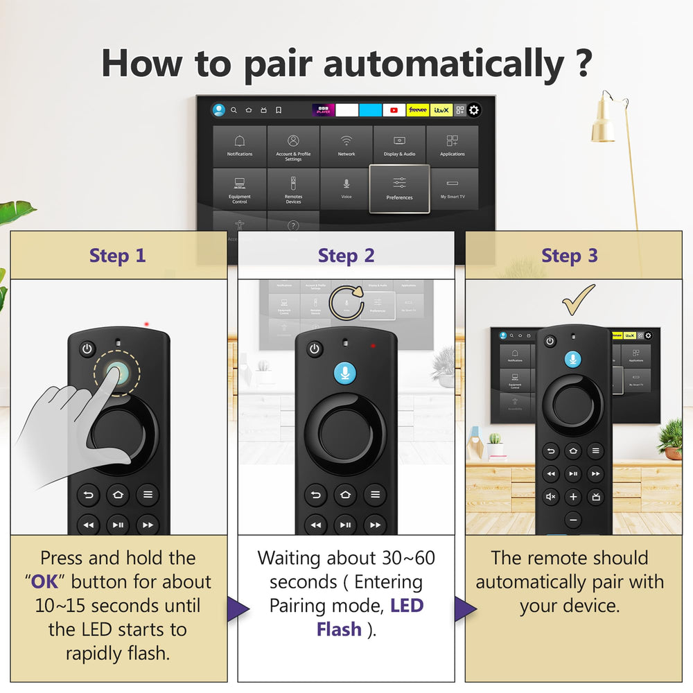Trado Voice Remote with voice search button for hands-free content discovery.