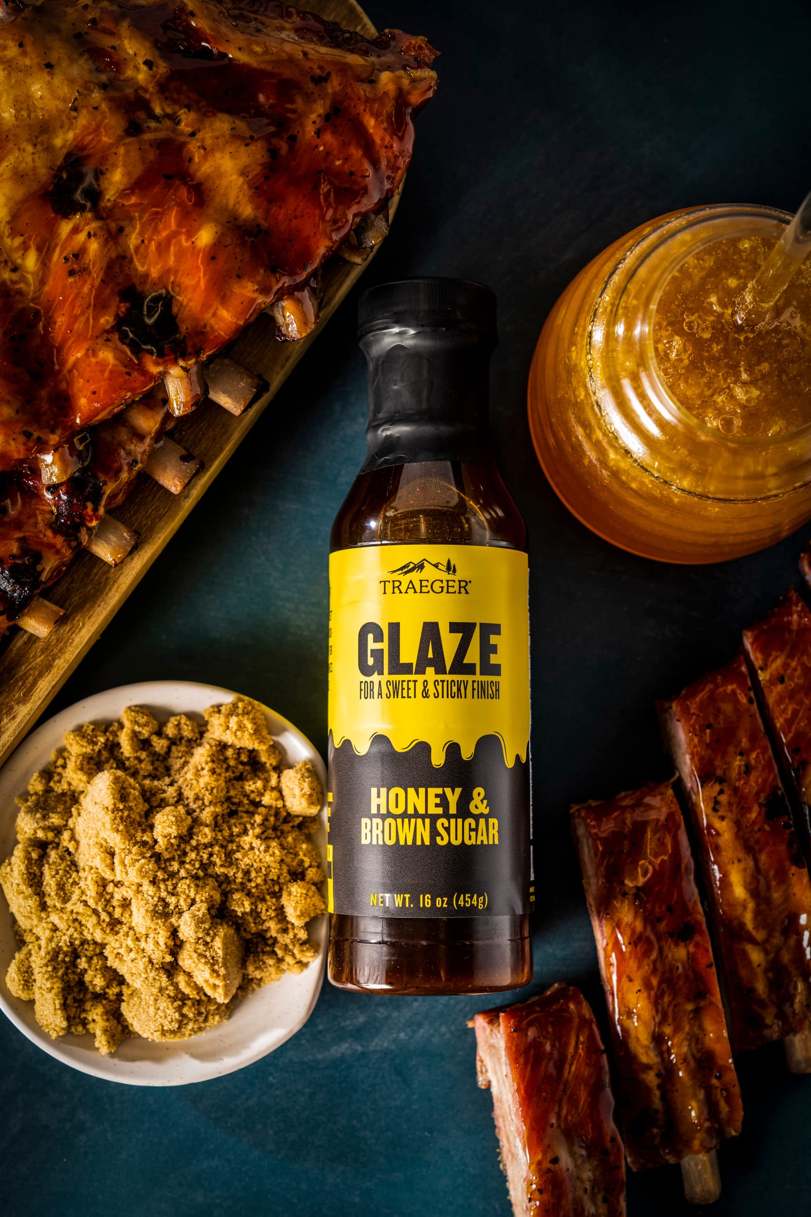 Traeger Honey & Brown Sugar Glaze on grilled vegetables adds a sweet note.