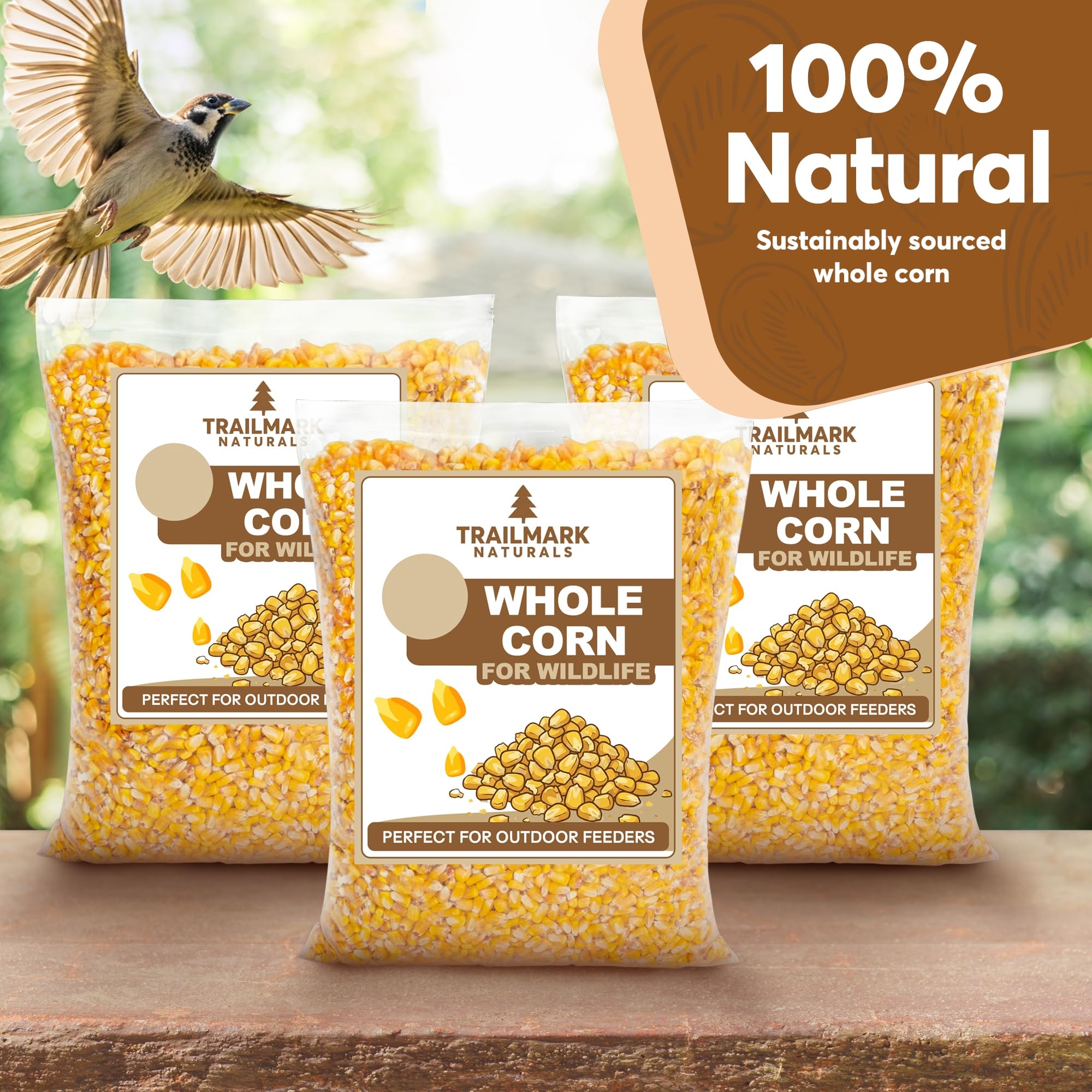 TRAILMARK Naturals USA grown label on a bag of natural corn