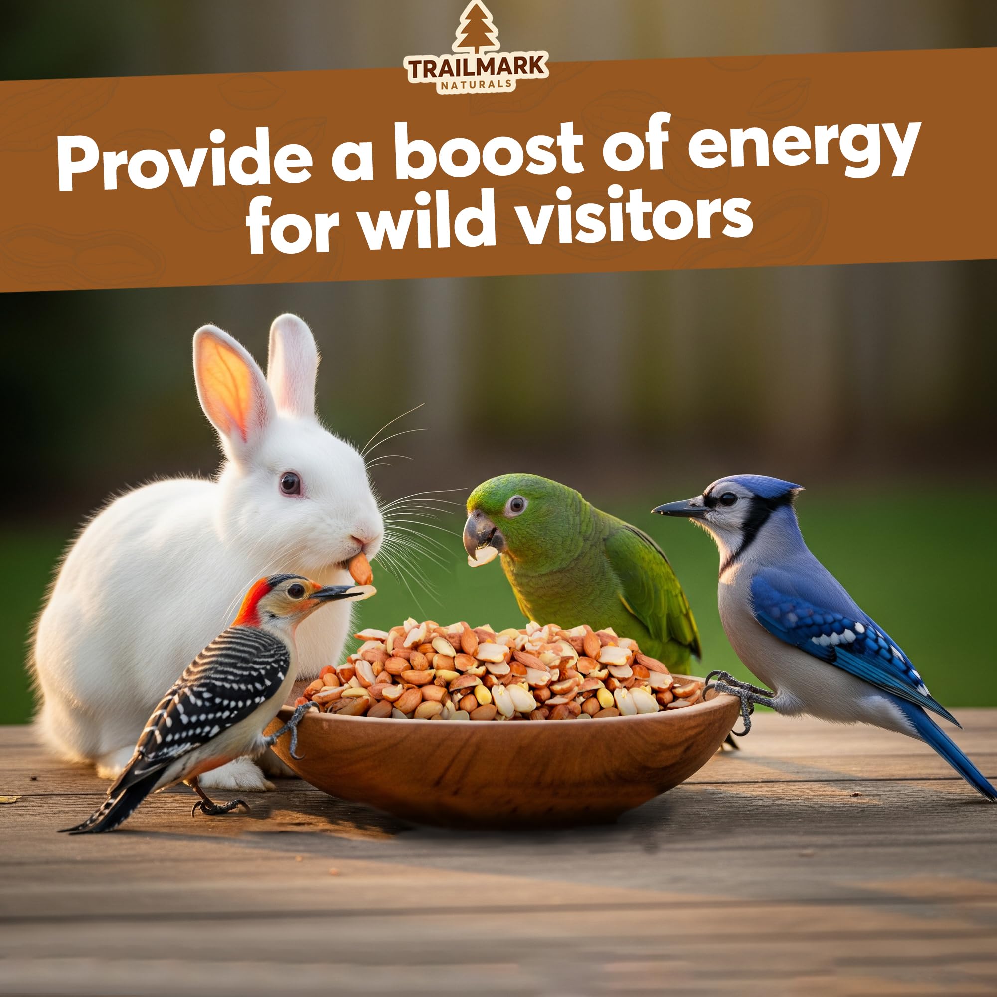 Trailmark Naturals wildlife feed for outdoor stations supports steady bird and squirrel visits.