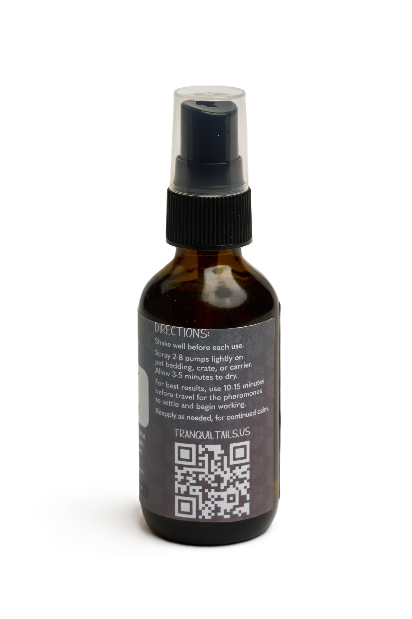 Tranquil Tails Pet Zen bottle closeup highlights alcohol-free formula