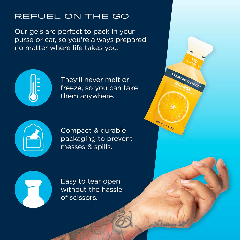 Transcend gels in hand, easy on-the-go energy.