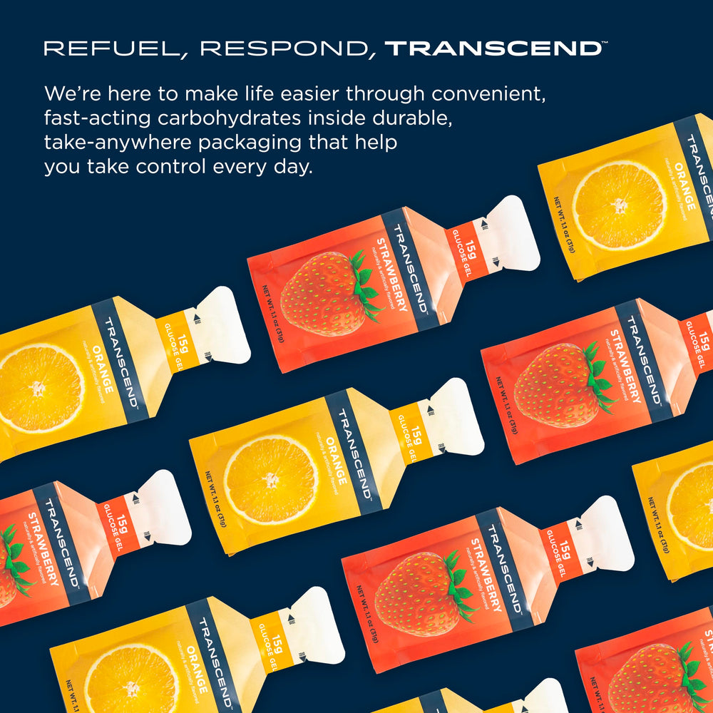 Transcend strawberry and orange flavors, gluten-free carbs for activity.