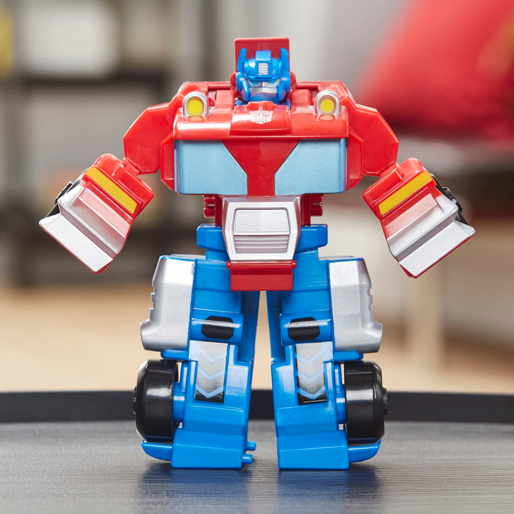 Transformers Rescue Bots Optimus Prime kid-friendly 4.5-inch figure.
