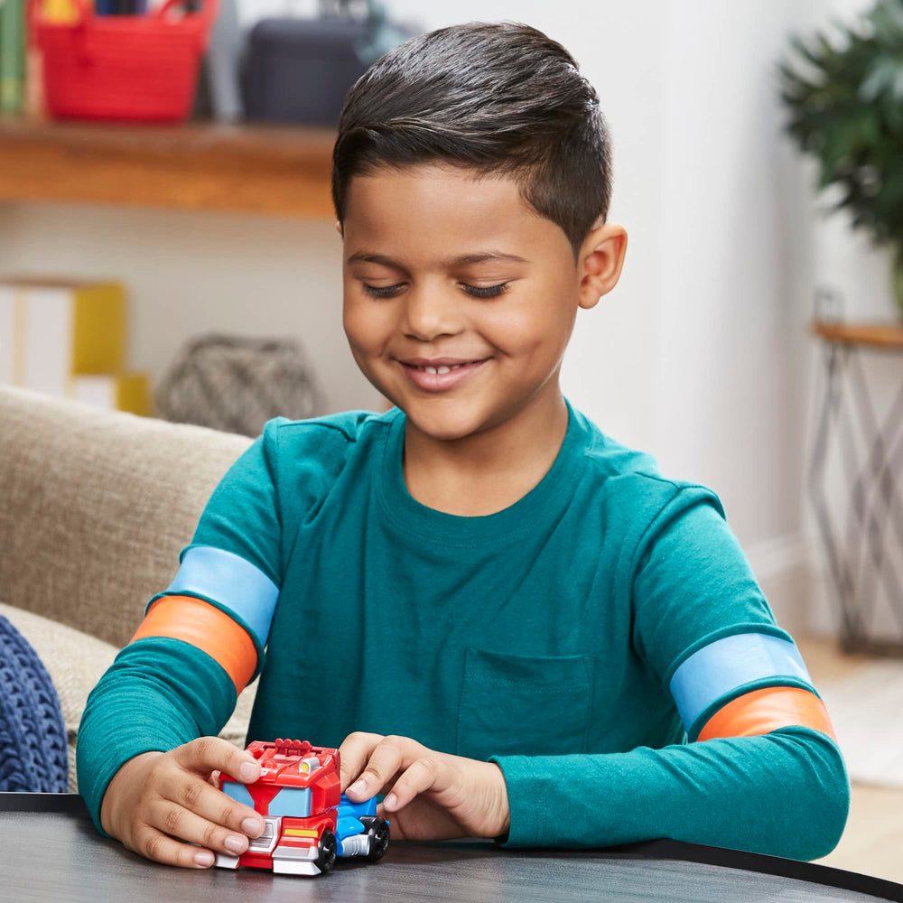 Transformers Rescue Bots Optimus Prime Easy 2 Do conversion supports quick pretend play.
