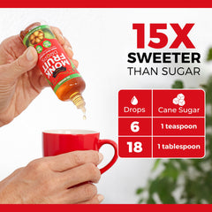 Cup of coffee with Transparency Monk Fruit Drops enhances flavor without sugar
