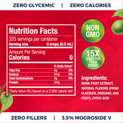Close-up of monk fruit drops emphasizing zero calorie sweetness for beverages