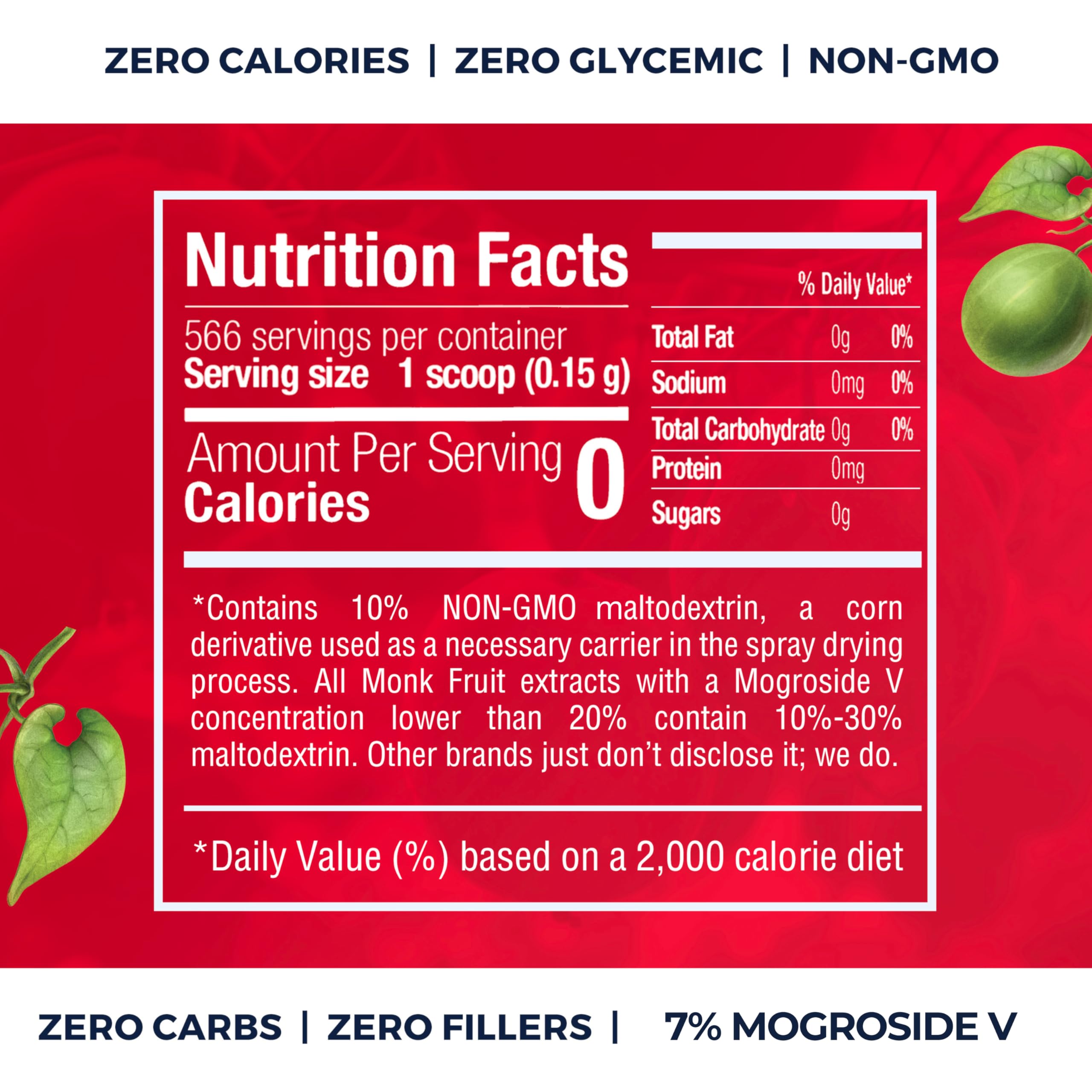 Transparency Foods Monk Fruit Scoop demonstrates 25x sweetness per tiny measure.