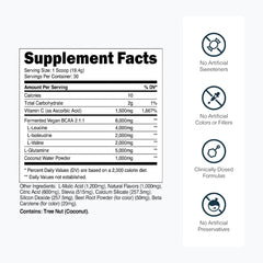 Transparent Labs BCAA Glutamine label closeup highlighting L-glutamine content