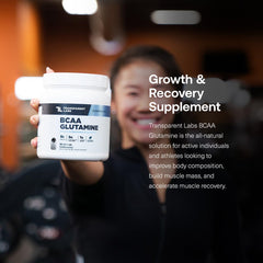 Transparent Labs BCAA Glutamine label closeup highlighting vegan ingredients