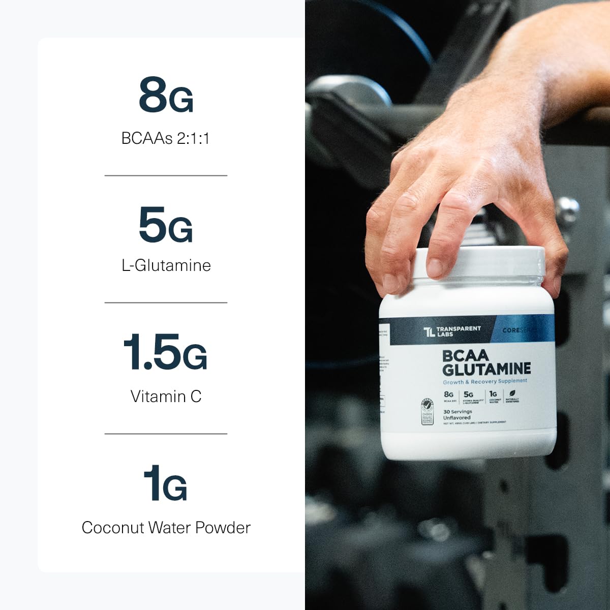 Transparent Labs BCAA Glutamine shaker bottle in use during workout