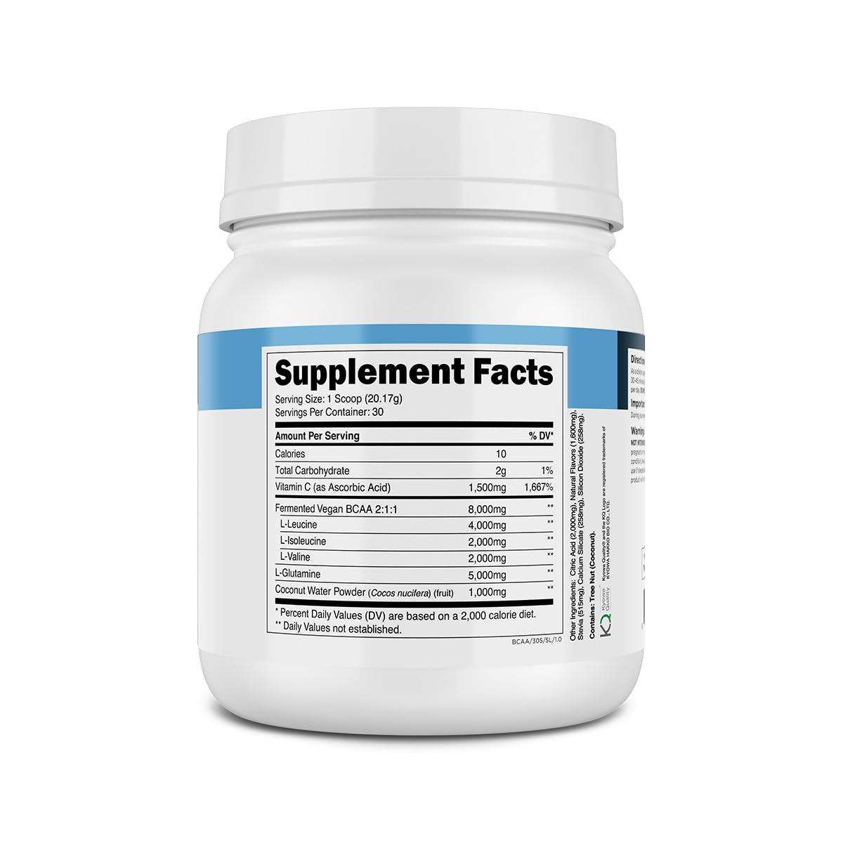 Transparent Labs BCAA Glutamine strawberry lemonade flavor label closeup