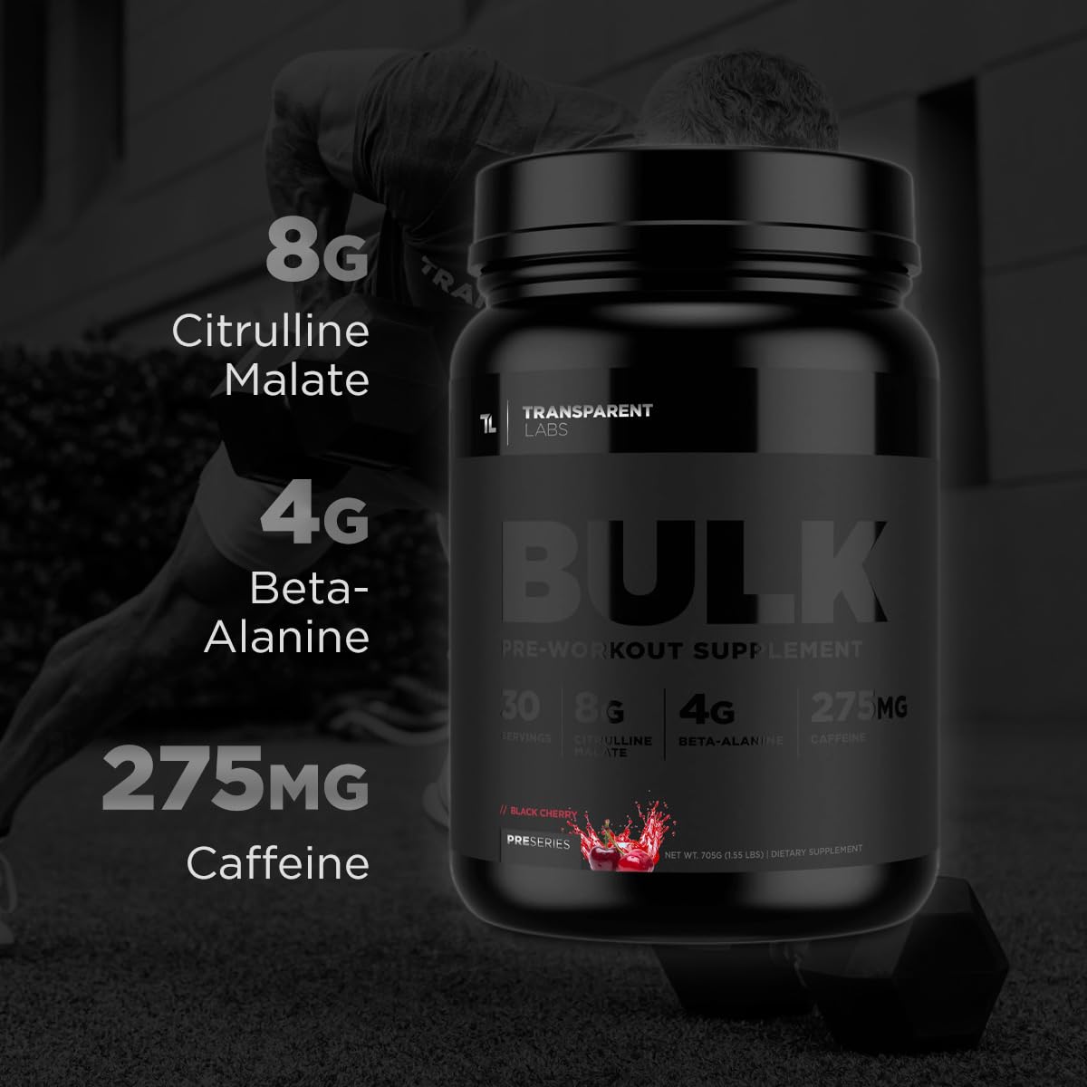 Blue Raspberry flavor depiction of Bulk Black pre workout