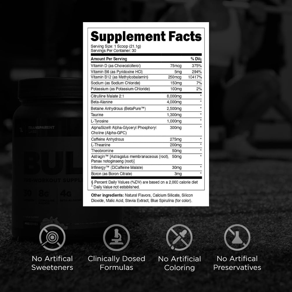 Transparent Labs Bulk Black label details open formulation and ingredients