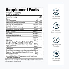 Powder tub front of Bulk Pre-Workout from Transparent Labs