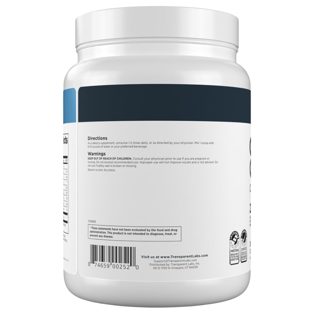 Transparent Labs clean-label collagen powder with serving scoop