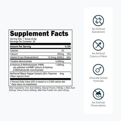 Transparent Labs Creatine HMB label closeup highlighting clean, transparent ingredients.