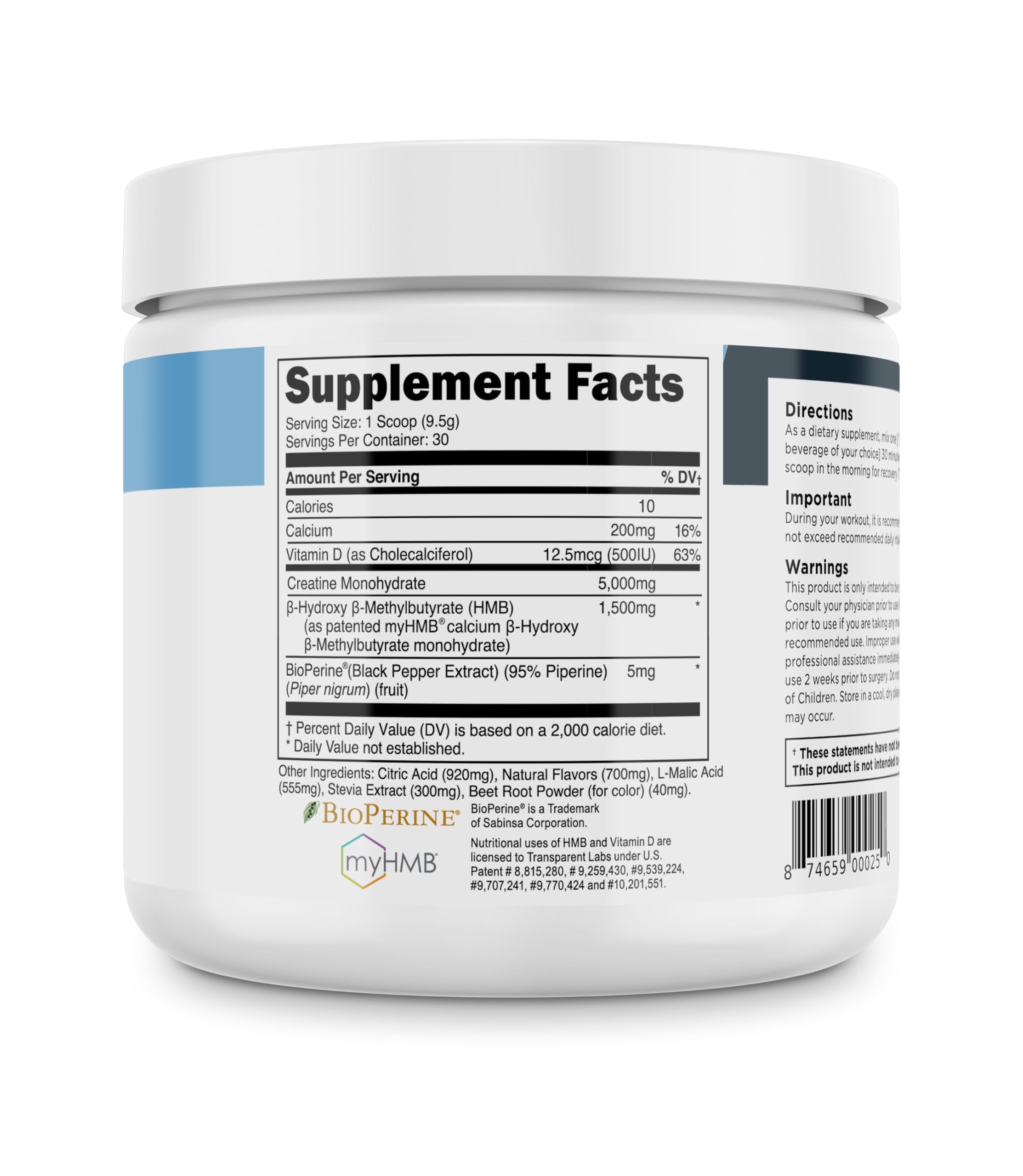 Transparent Labs Creatine HMB packaging box highlights premium, transparent sourcing.