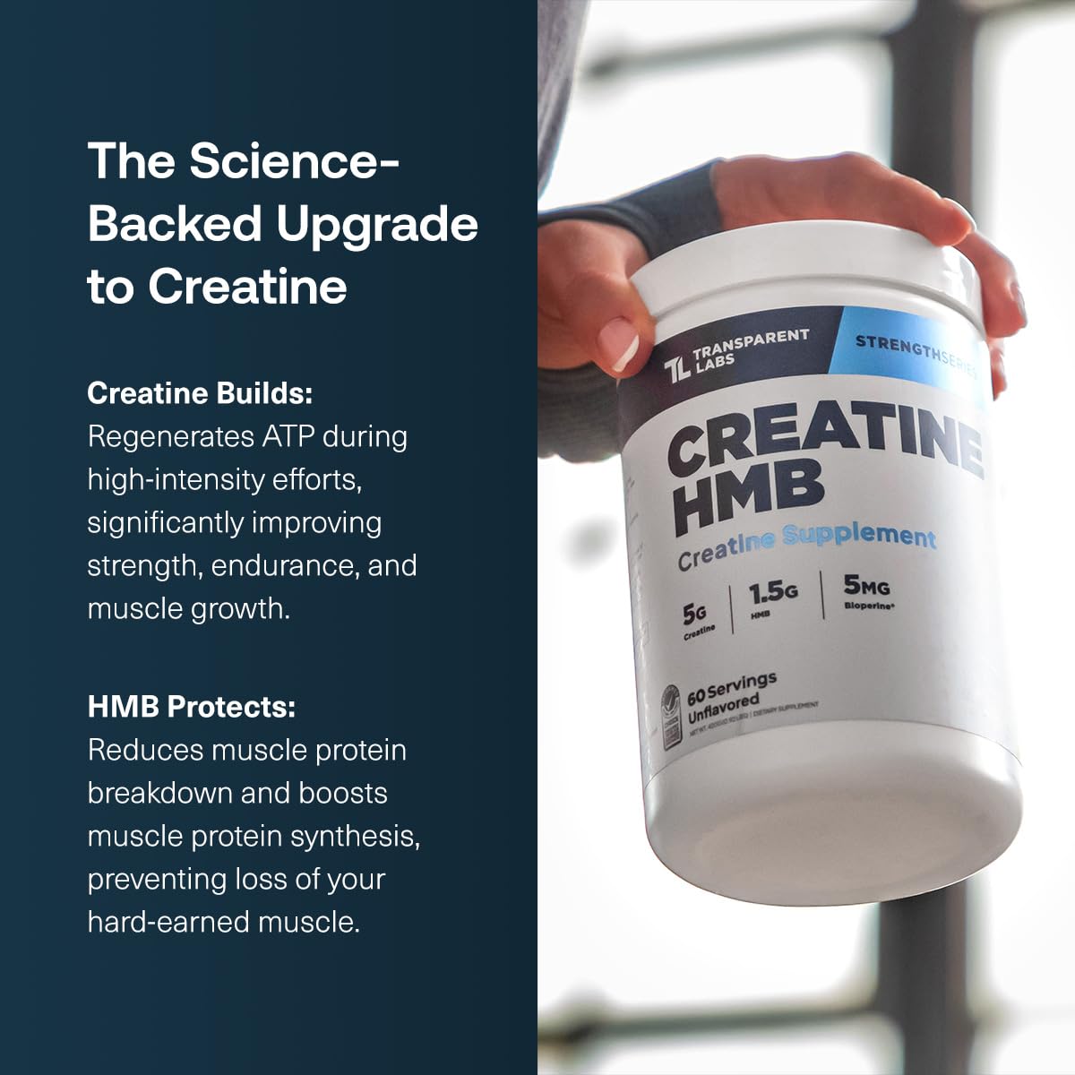 Transparent Labs Creatine HMB scoop dispense shows easy dosing for consistent results.