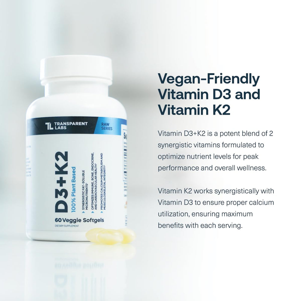 Transparent Labs D3K2 softgels in hand for a simple daily wellness ritual.