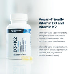 Transparent Labs D3K2 softgels in hand for a simple daily wellness ritual.