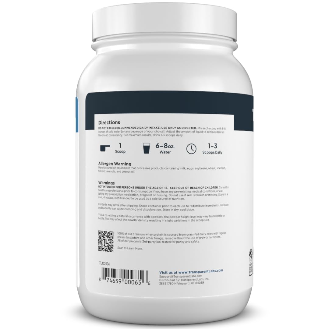 Transparent Labs dark chocolate whey isolate poured into shake for naturally flavored protein.
