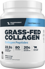 Transparent Labs grass-fed collagen powder in a jar for clean sourcing and daily beauty support.