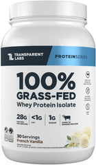 Transparent Labs grass-fed whey isolate bottle for clean daily protein fueling.