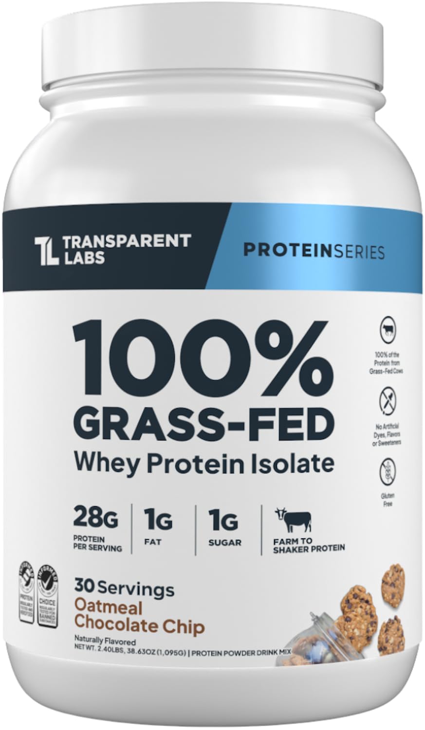 Transparent Labs grass-fed whey protein isolate scoop for post-workout recovery.
