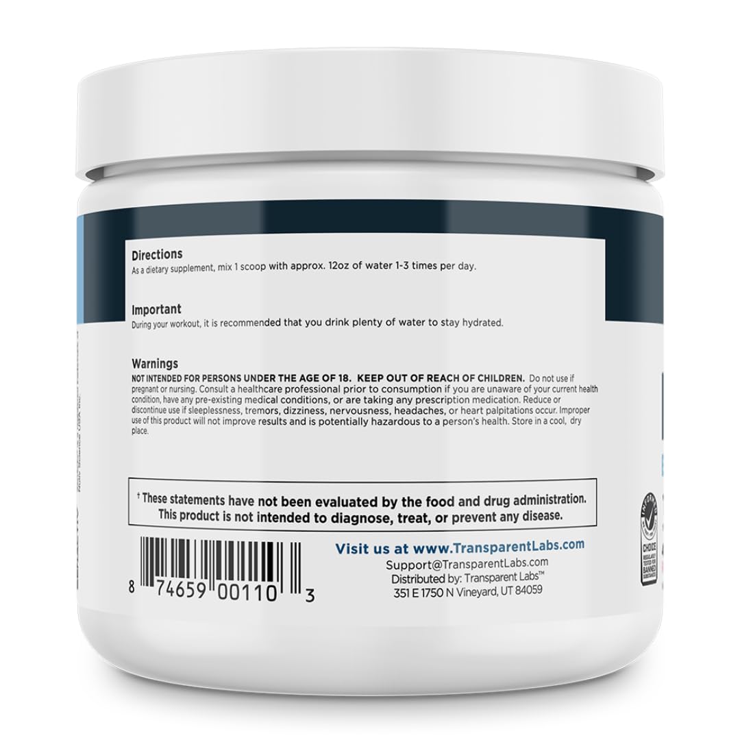 Transparent Labs Hydrate tub with 40 servings for ongoing hydration.