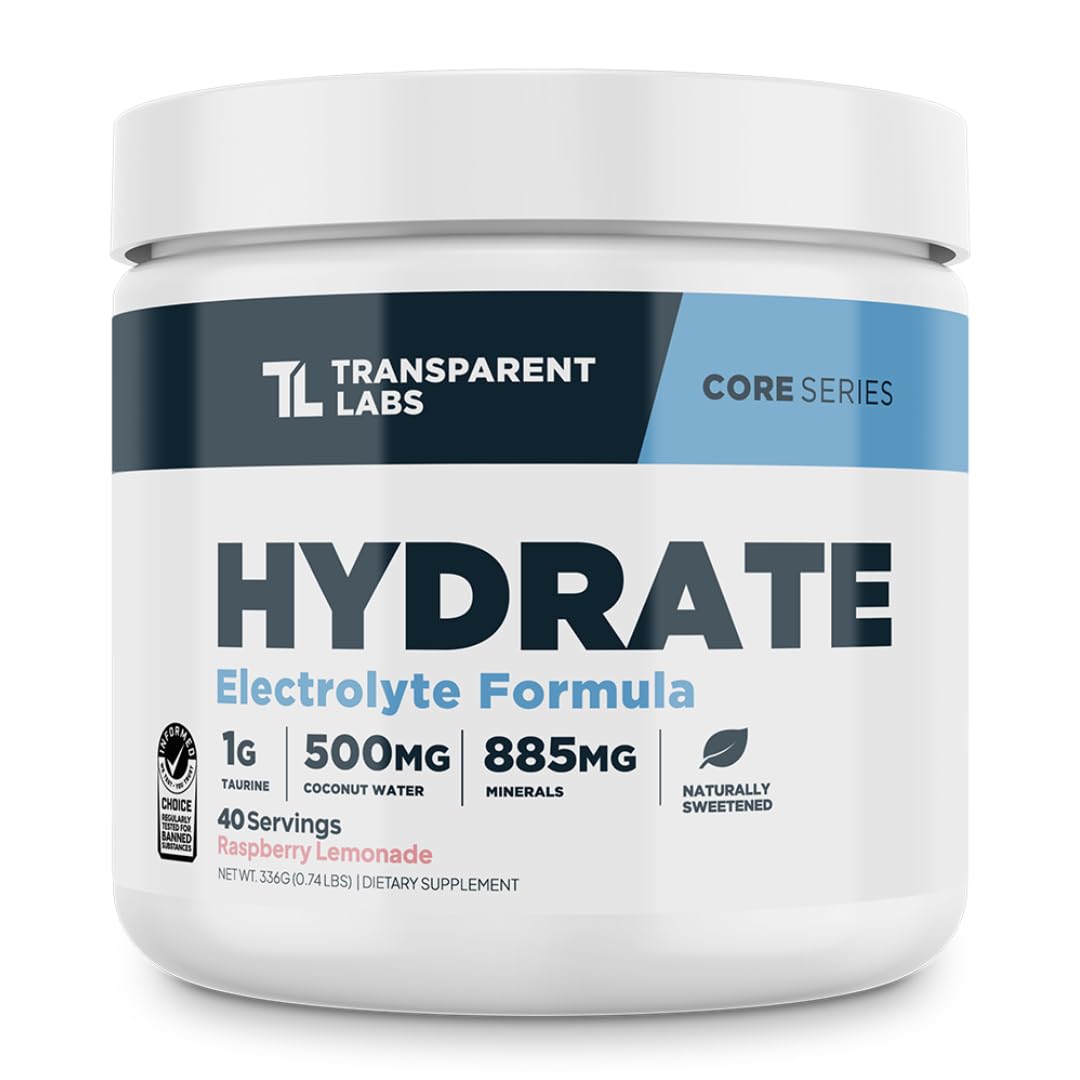 Transparent Labs Hydrate bottle pour for rapid hydration during workouts.