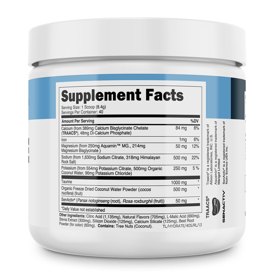Transparent Labs Hydrate powder texture close-up shows fine consistency.