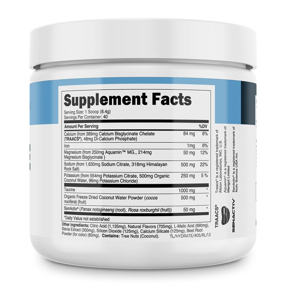 Transparent Labs Hydrate powder texture close-up shows fine consistency.