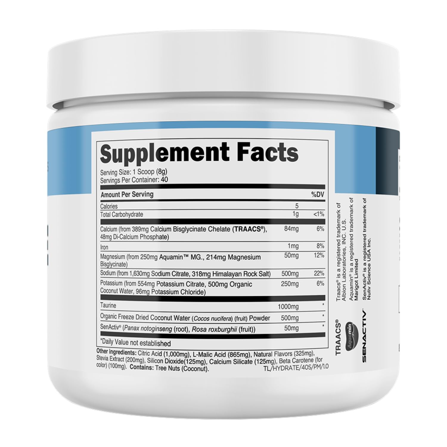 Close-up of Transparent Labs Hydrate label showing clean formula