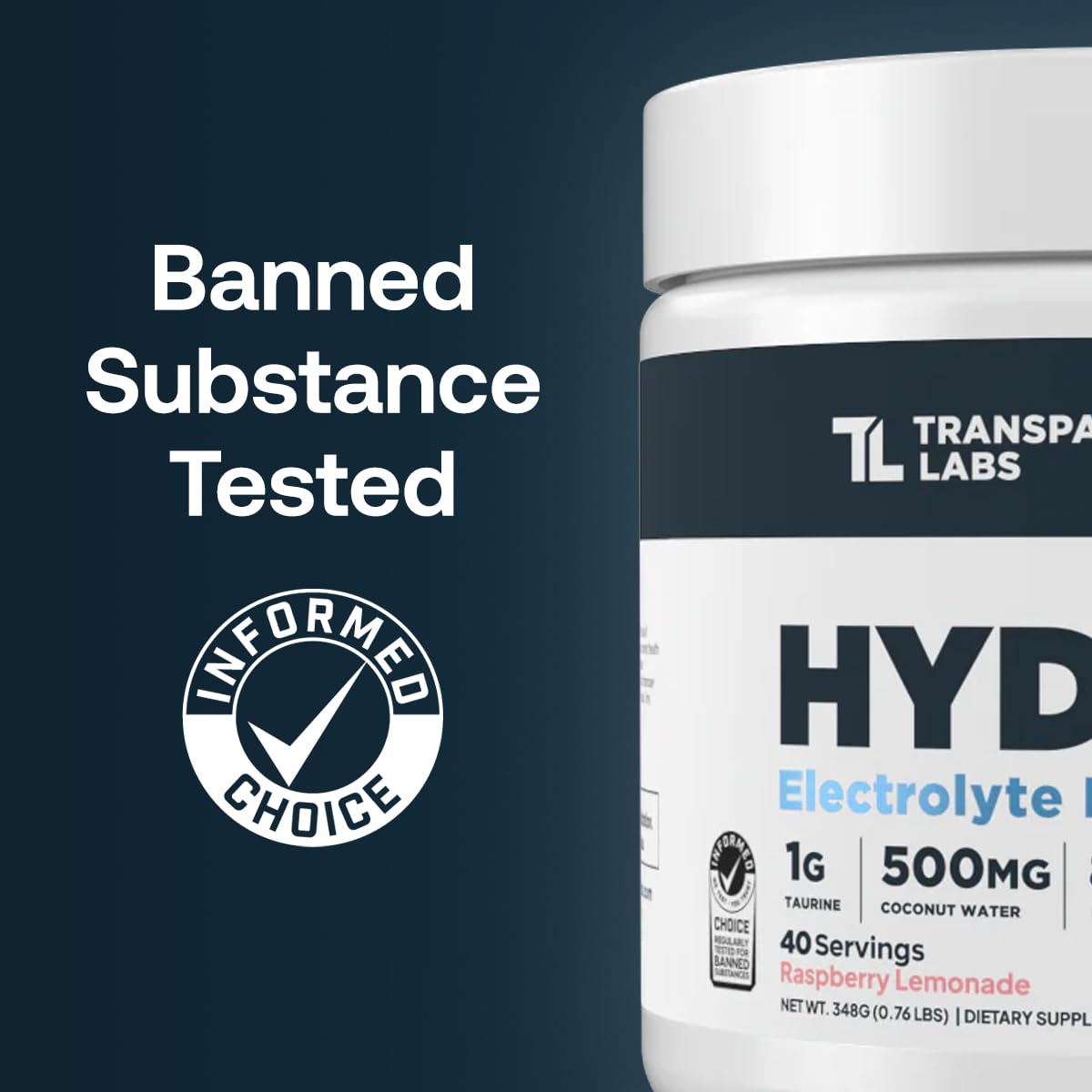 Transparent Labs Hydrate being poured into water bottle for quick hydration.