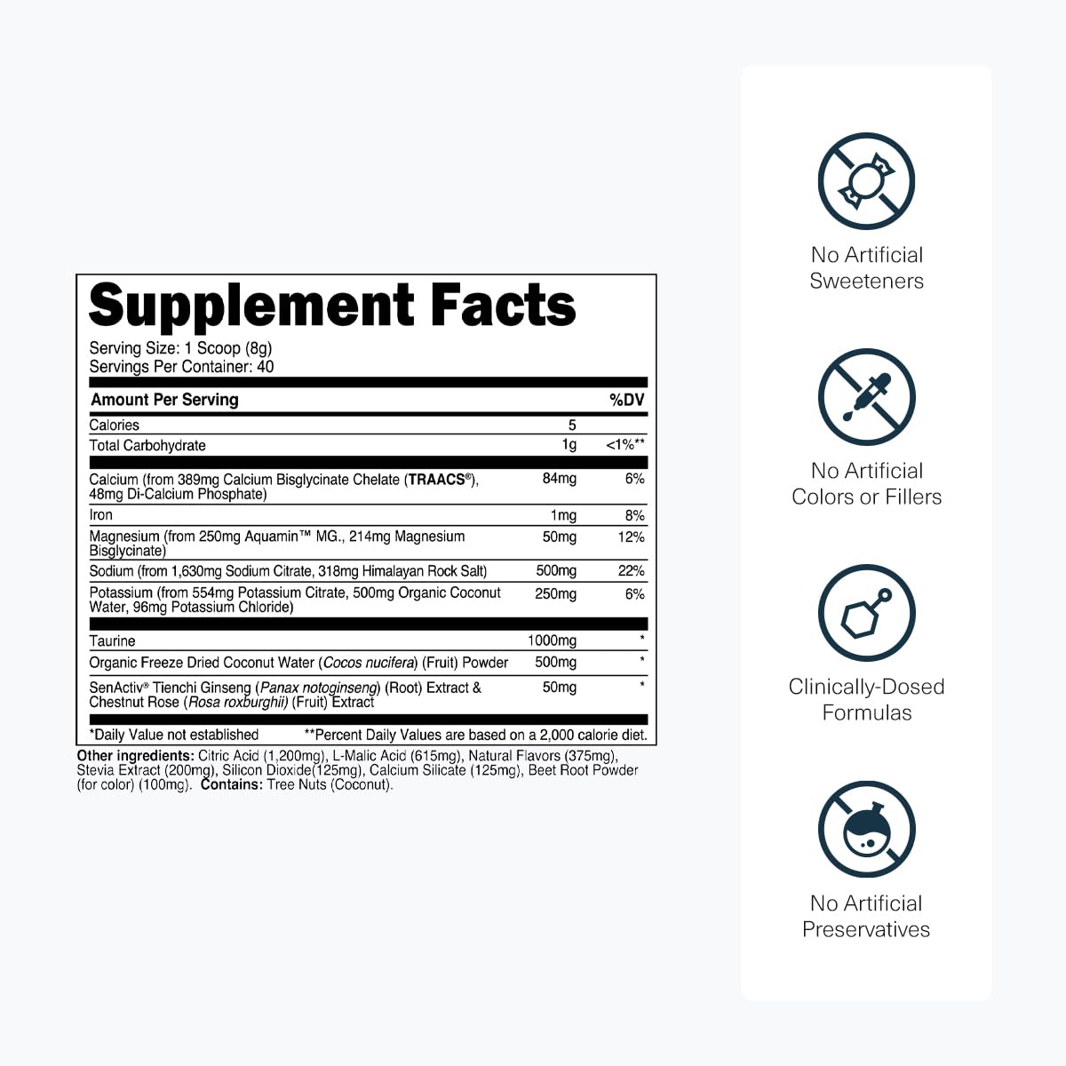 Transparent Labs Hydrate scoop measures servings for consistent hydration.