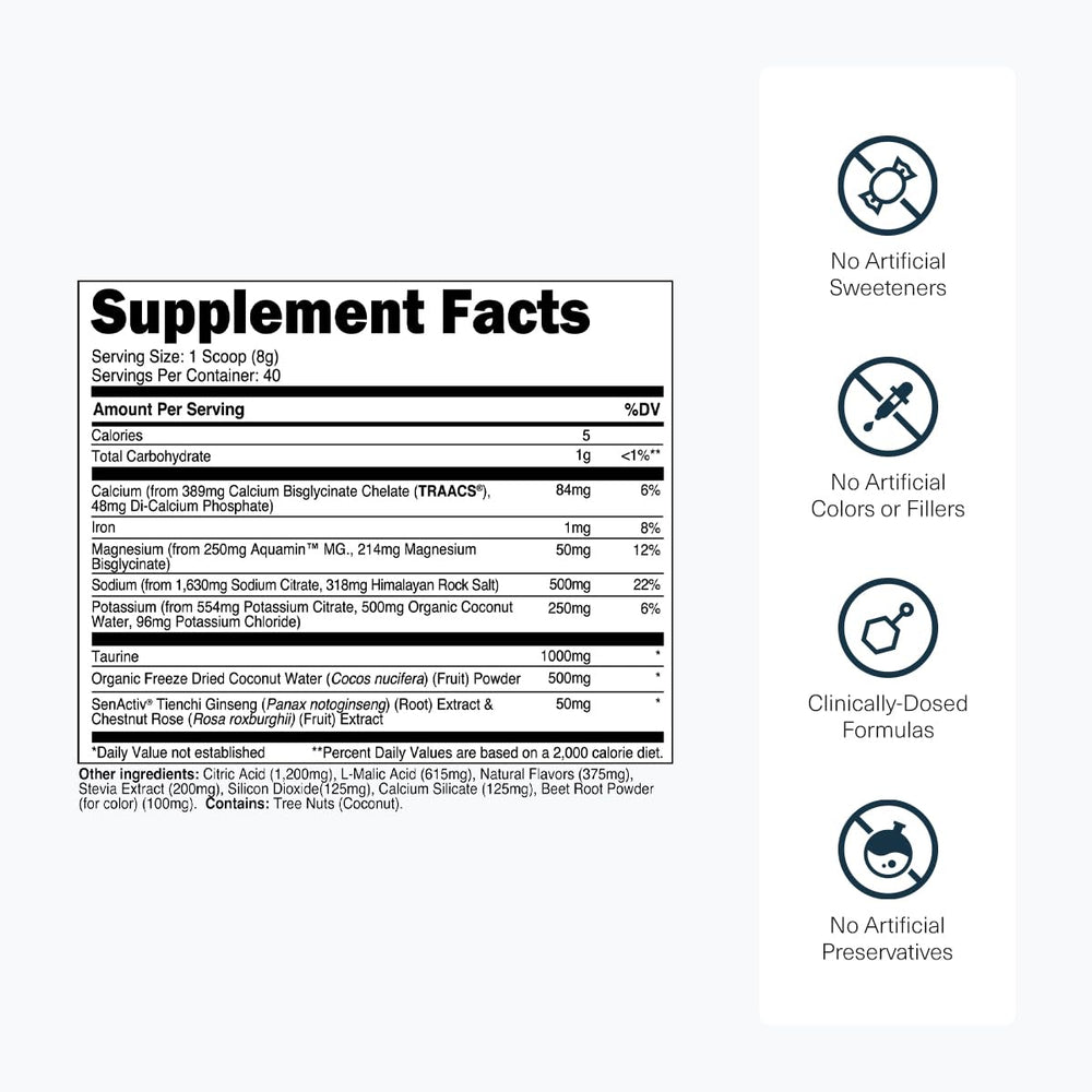 Transparent Labs Hydrate scoop measures servings for consistent hydration.