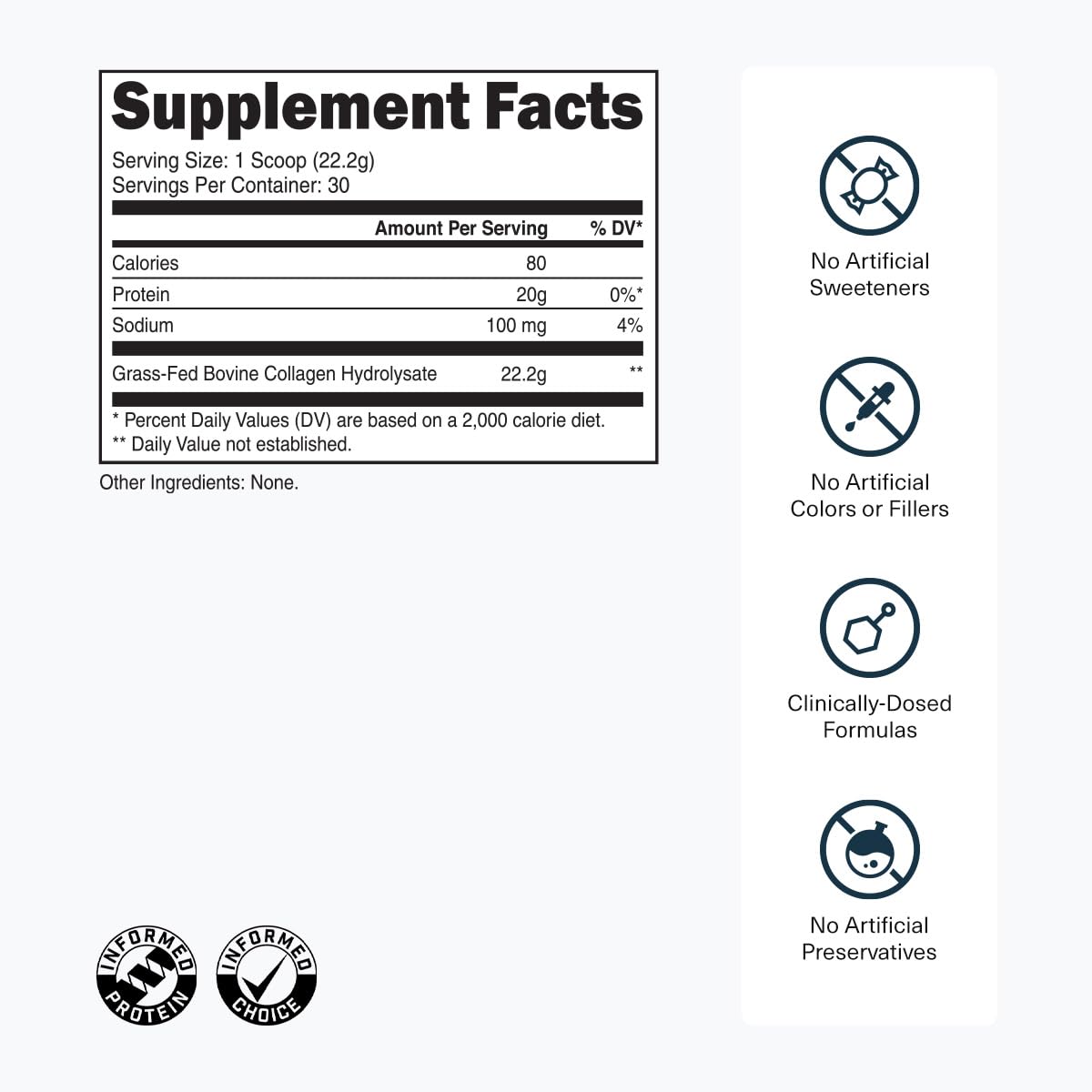 Transparent Labs hydrolyzed collagen peptides shown as premium powder for easy digestion.