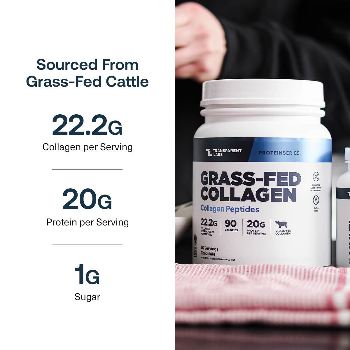 Transparent Labs ingredients label highlighting clean dairy-free collagen