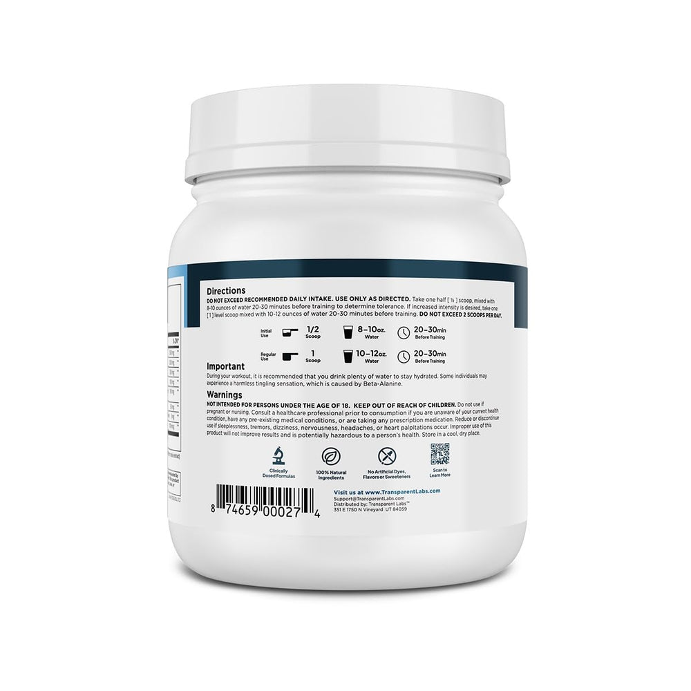 Transparent Labs Lean Pre-Workout setup beside gym gear ready for training.